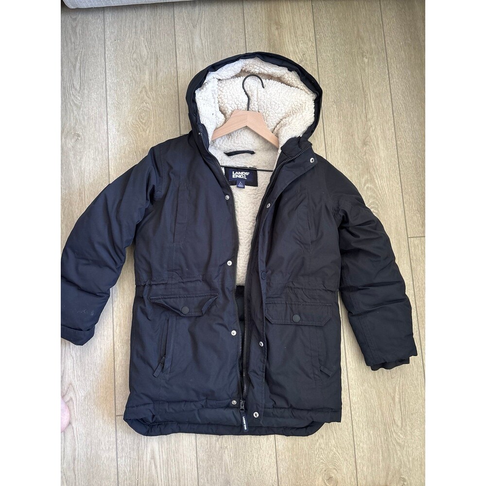 Lands End Kids Expedition Waterproof Sherpa Hooded Zip Winter Vegan Retro Parka